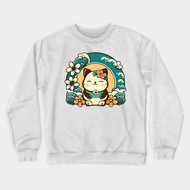 Zen Hawaii Kitty Crewneck Sweatshirt by Kona Cat Creationz